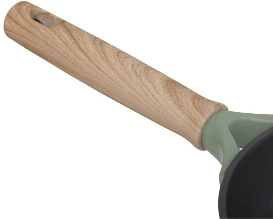 5Five Braadpan met glazen deksel - Alle kookplaten geschikt - groen/beige - D28 x H13cm - Souteerpan