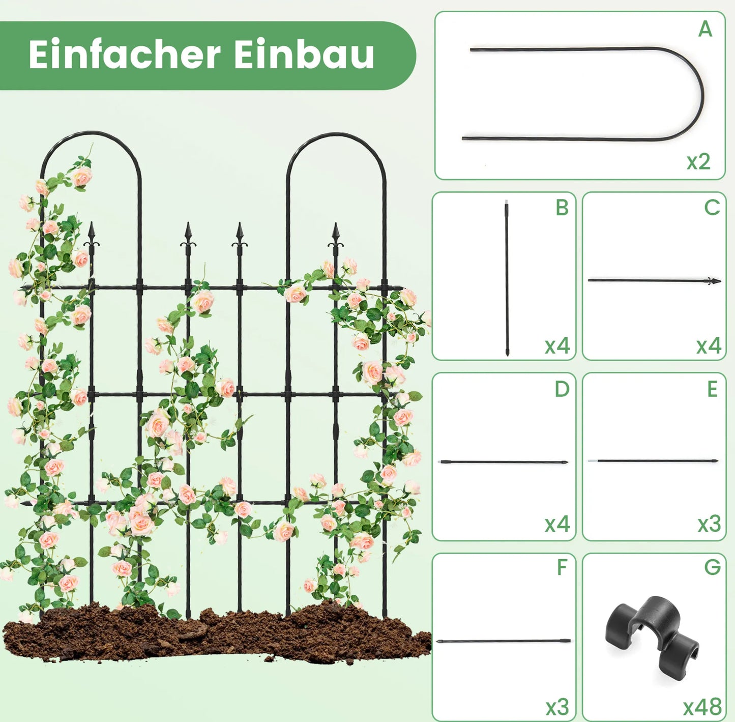Coast Plantenrek voor Klimplanten en Rozen - 146 x 186 cm - Zwart Metalen Tuinrek voor Bloemen, Groenten en Klimplanten