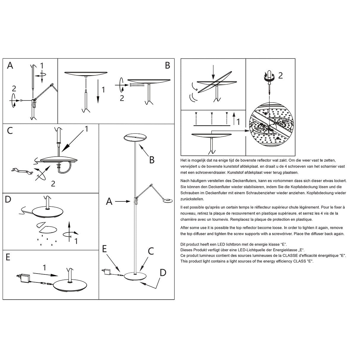 Steinhauer Exclusive - vloerlamp - Zenith2 - zwart - kunststof metaal - design lamp - LED - 4390ZW
