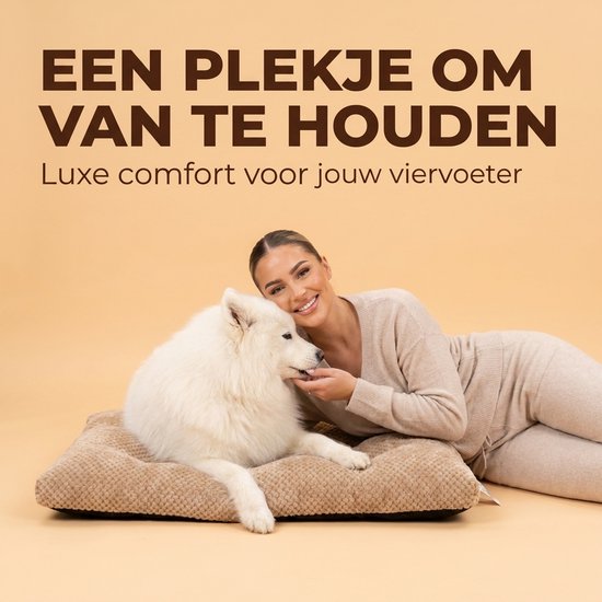 Hondenkussen 100 x 70 cm - XXL Benchkussen - Bruin Hondenbed - Groot Dierenkussen - Luxe Hondenmat