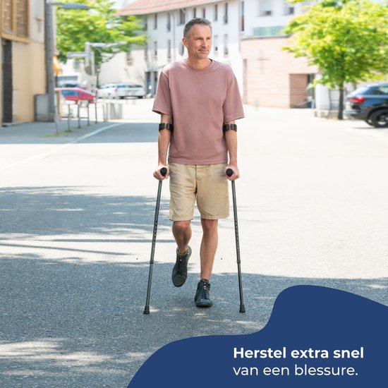 Sanicraft® Krukken - Elleboogkrukken - Revalidatie - Loopkrukken - Verstelbaar - Ergonomische Gel Handvaten - 2 Stuks - Inklapbaar - Zwart