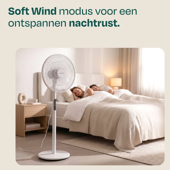 VONROC Vloerventilator - Ø 45,5cm - 4 snelheden & slaapmodus – timer - verstelbaar in 3 hoogtes - incl. afstandsbediening - wit