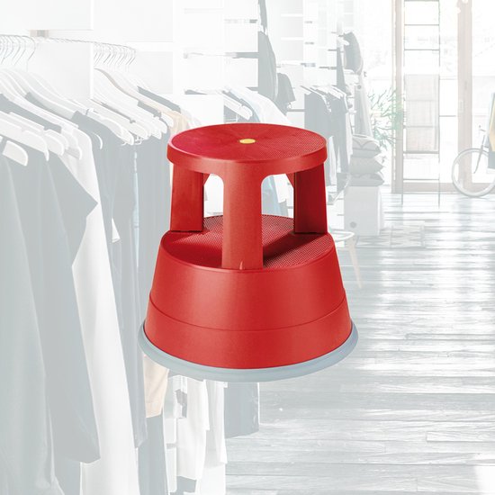 BRASQ Opstapkrukje Rood ST200 - Verrijdbaar - Draagvermogen 150 kg - Opstapkruk - Opstapje - Opstapkrukje volwassenen - Olifantenvoet
