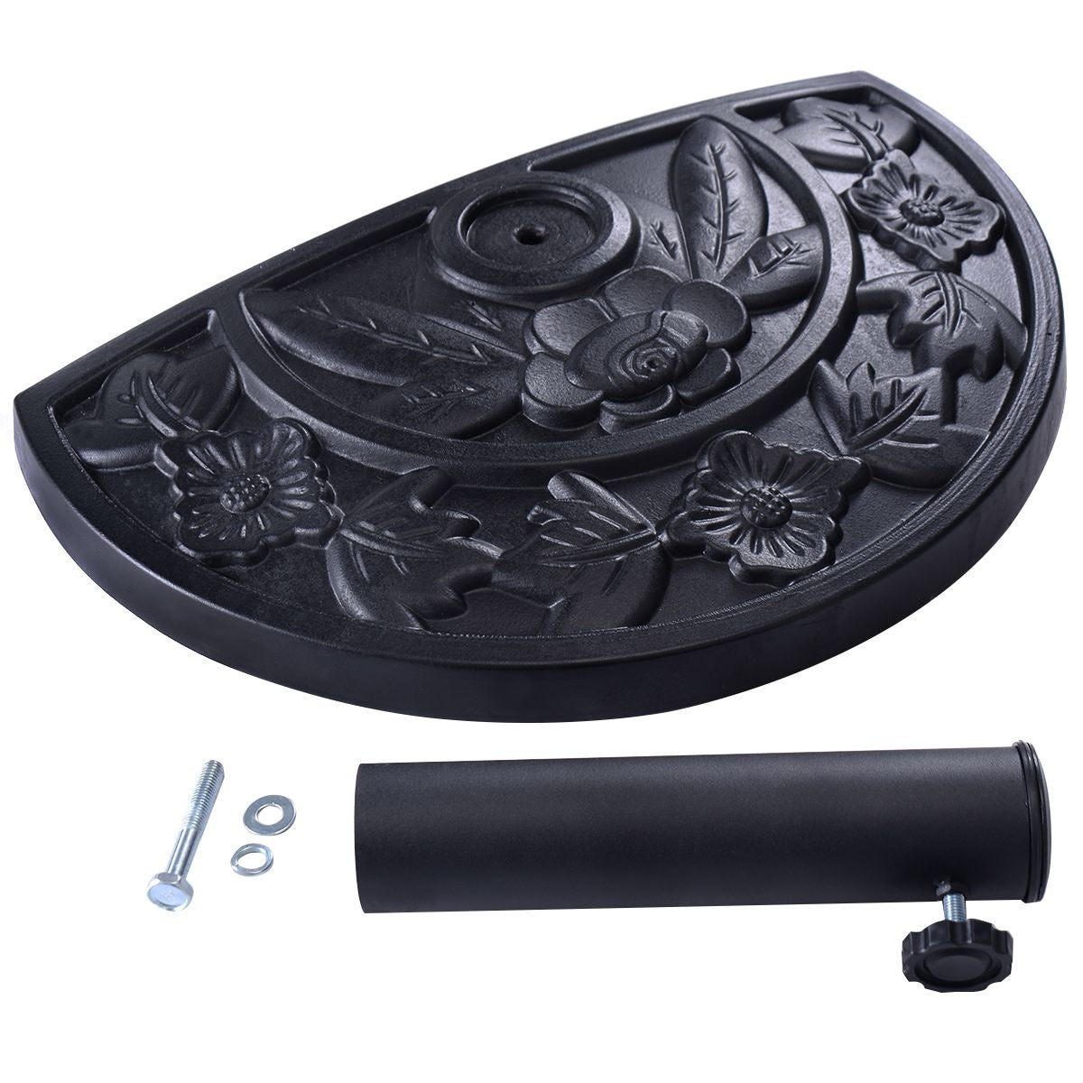 Coast Parasolvoet Halfrond Zwart - 9KG - Staal - 25 x 50 x 35 cm