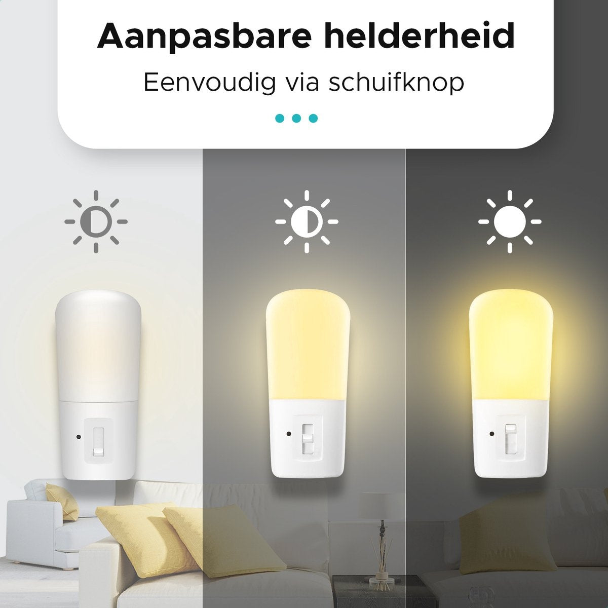 Qumax LED Nachtlampje Stopcontact 2 stuks - Dimbare Nachtlampjes met Sensor - Nachtlampje Babykamer - Nacht Lamp - Dag en Nacht Sensor - Kinderen & Baby - Wit