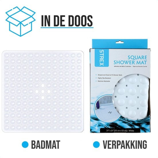 Strex Badmat / Antislipmat Douche - 53x53CM - Met Zuignappen - Douchemat Antislip voor Douche - Badkamermat