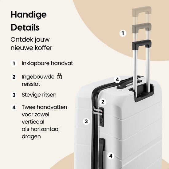 SC Urban Adventurer - Handbagage Koffer - Cijferslot - 44L - Spinner wielen - Reiskoffer met Kofferslot - Lichtgewicht Trolley - Wit