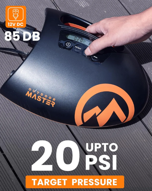 OutdoorMaster Shark II SUP Luchtpomp - Zwart - 20PSI, Elektrisch, 12V