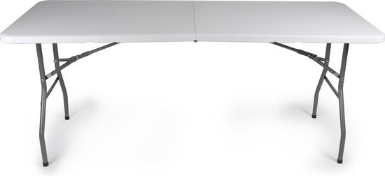 Campingtafel Inklapbaar - Tuintafel Kunststof - 180x74x74cm - tot 6 Personen - Wit
