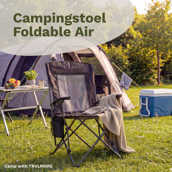TRVLMORE Campingstoel - Opvouwbaar - 150KG Draagvermogen - Incl. Draagtas - Klapstoel - Visstoel - Kampeerstoel - Vouwstoel - Grijs