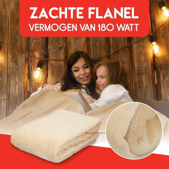 alpina Elektrische Deken - Warmtedeken 1 Persoons - Bovendeken - 10 Standen - 130x180cm - Beige
