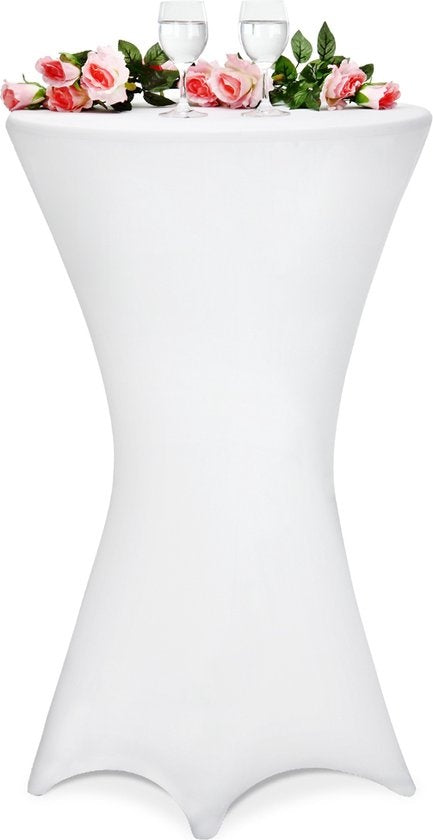 Statafelrok – 5 Stuks Ø 80-85cm Stretch - Wit