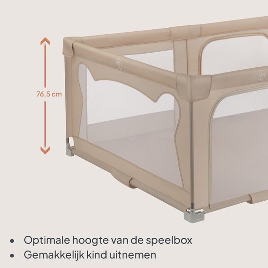 Lionelo Florence Easy Fold - Grondbox / Baby Box – Zeer Snel Inklapbaar – 150x180 cm – voor Thuis en Tuin – 0-48 maanden – Veilige kinderbox – Draagtas – Compact na Inklappen – Speelbox met Ademend Gaas – 2 Zij-ingangen met rits