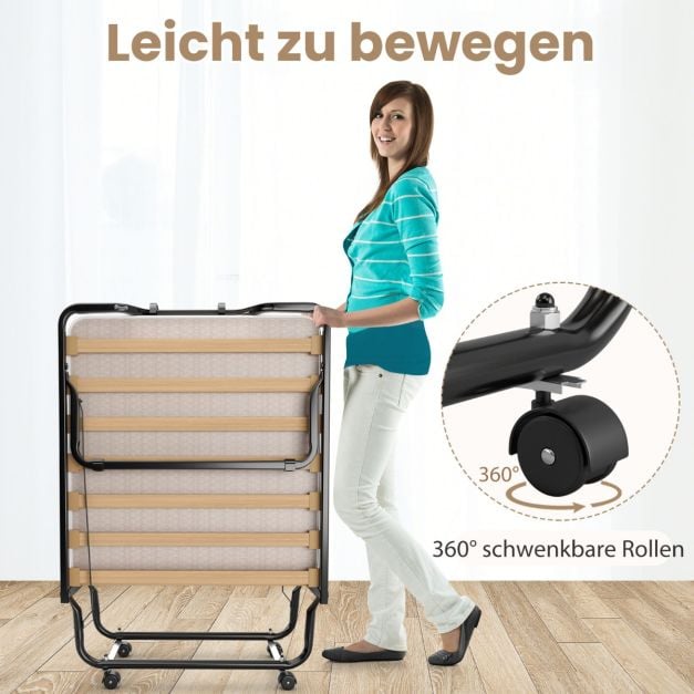 Coast Italiaans Opklapbaar Logeerbed met Matras – 200 x 90 x 41 cm – Beige