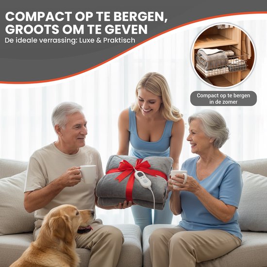 TTD® Verwarmde Deken Elektrisch - 200 x 180 cm - 40–60 °C - Flanel