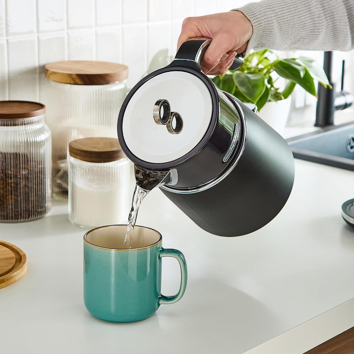 Morphy Richards Signature Opulent Waterkoker 1.5L - Rapid Boil 3000W - RVS Zwart Transparant - 23,7 x 16,7 x 26,8 cm