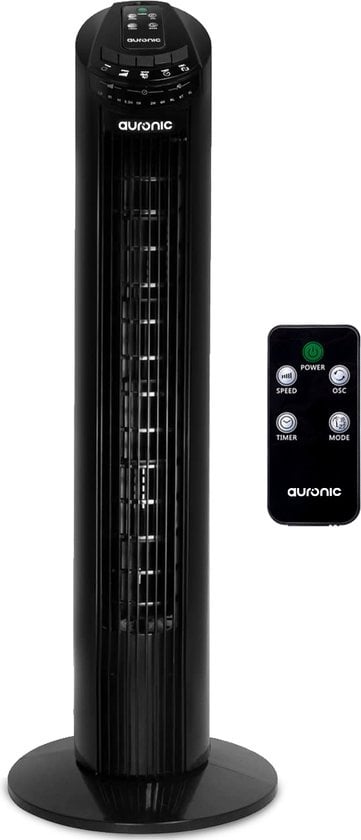 Auronic Torenventilator - Staande Ventilator met Afstandsbediening - Timer - 50W - 45dB - 74cm - Zwart