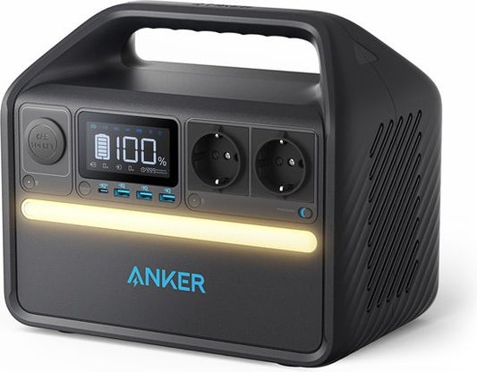 Anker 535 draagbare voeding, draagbare generator 512Wh (PowerHouse 512Wh), 500W 7-poorts buitengenerator met 2 AC-uitgangen, 60W USB-C PD-uitgang, LED-lamp voor kamperen, campers, noodgevallen en meer