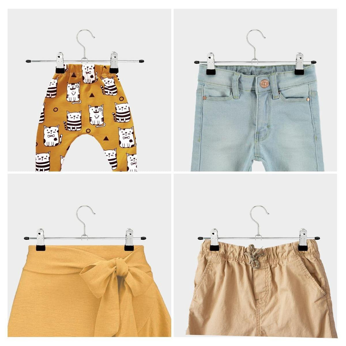 LifeGoods Broekhangers met Verstelbare Antislip Knijpers - Stevige Kleding Hanger met Klemmen - Kleerhanger voor Dames/Heren/Kind/Baby - Broek en Rok Houder - Metaal