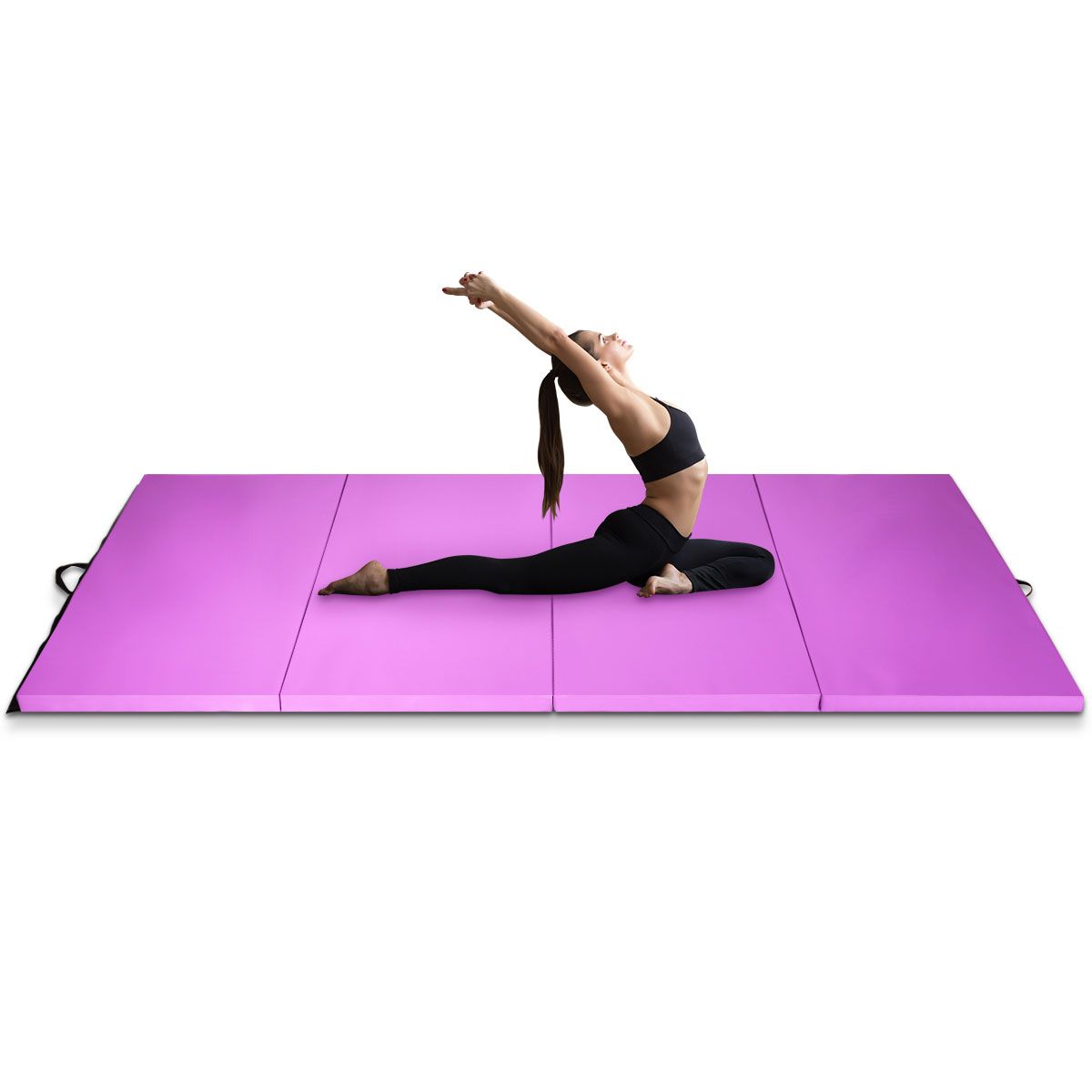 Coast Opvouwbare Fitnessmat - gymnastiekmat met handgrepen - klittenbandsluiting - paars 240 x 116 x 5 cm