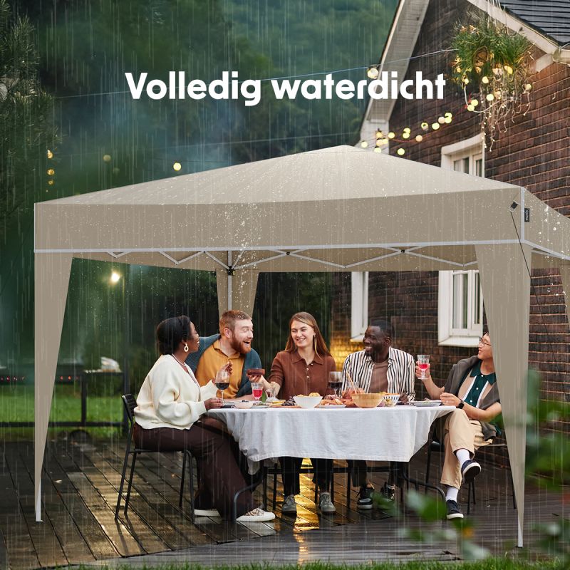 LifeGoods Partytent - Easy Up - Opvouwbaar - Waterdicht - Met Draagtas - 300 x 300 x 320 cm - Beige