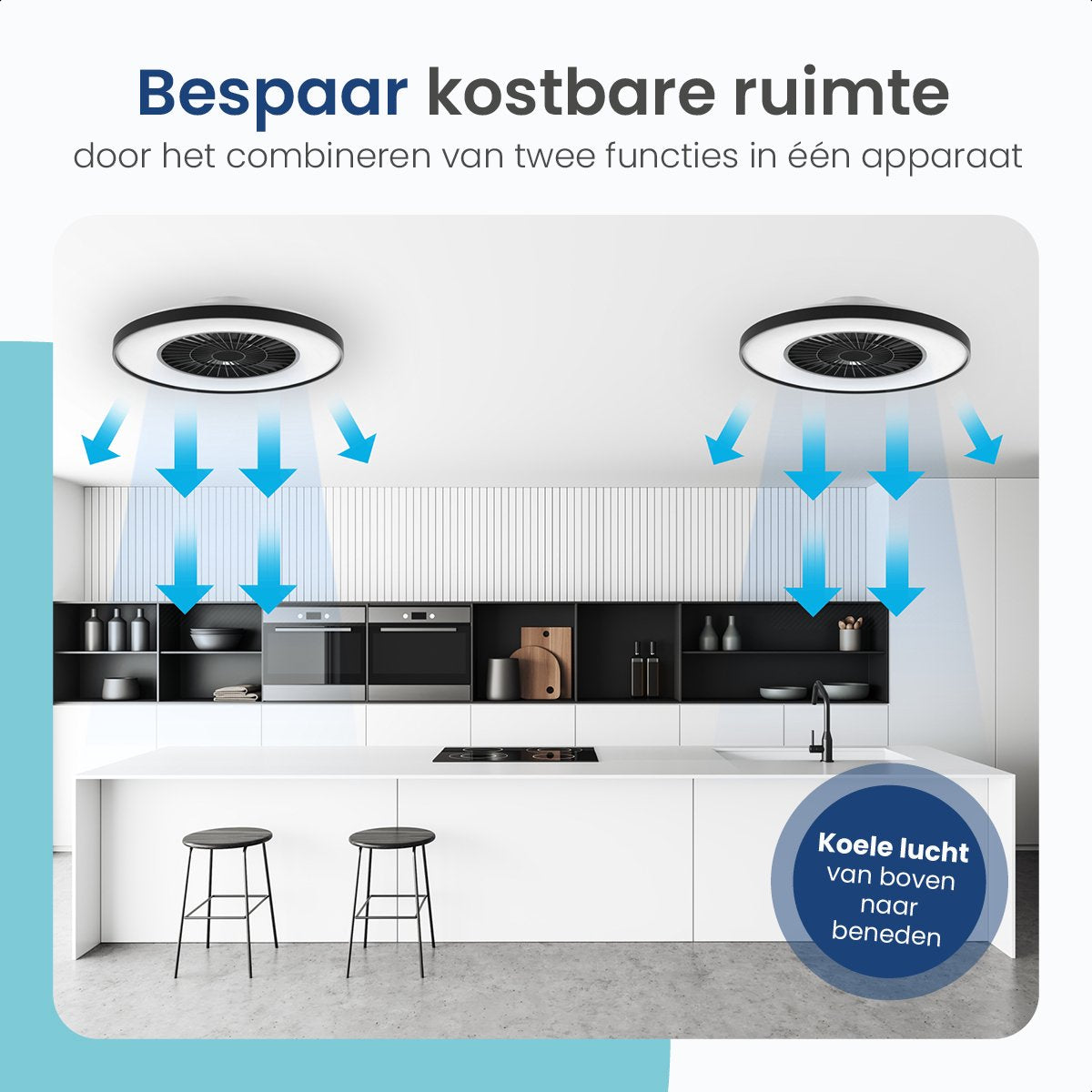 Gologi Plafondventilator met Verlichting - Ø60 cm - LED RGBW - 6 Standen - Plafondlamp Slaapkamer - Met Afstandbediening en App - Zwart