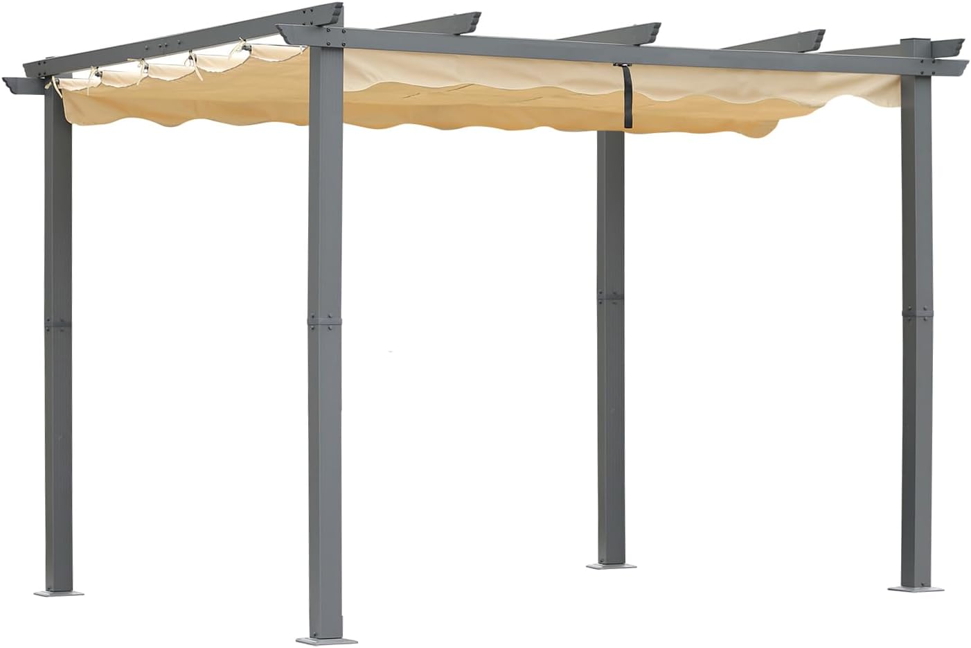 Angel Living Aluminium Pergola - Intrekbaar Dak - Elegant Ontworpen - Paviljoen - Prieel - met Water- en UV-Bestendig Polyesterdoek - Beige - 3 x 3 m