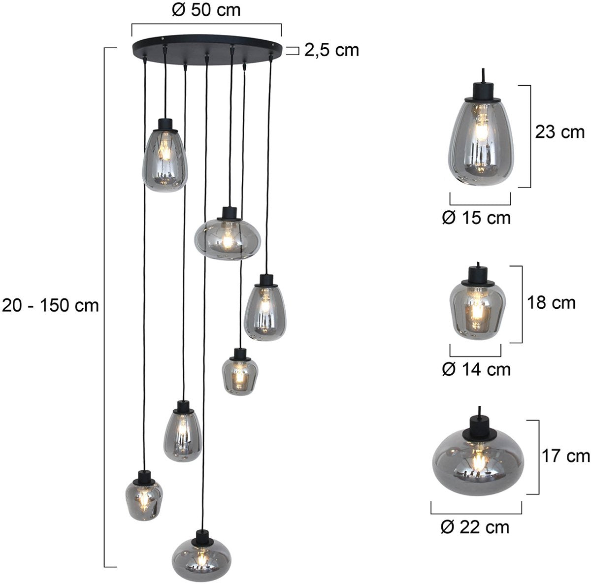 Hanglamp Steinhauer Reflexion - Zwart
