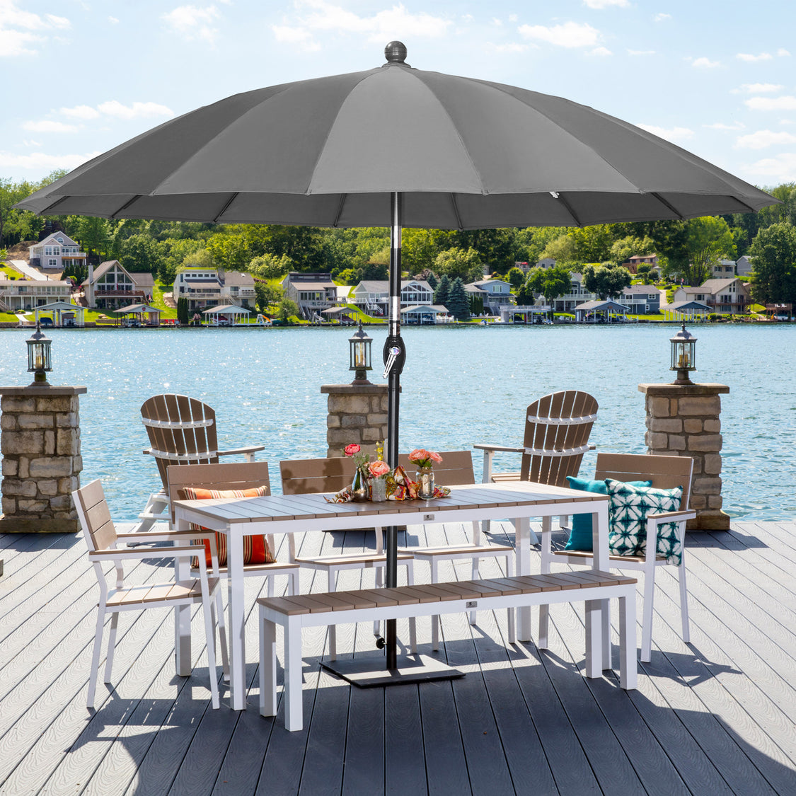 Angel Living Parasol Rond - Ø270cm - Stevig - Kantelbaar - Grijs