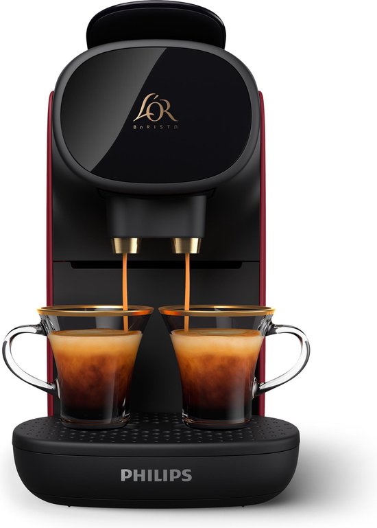 Philips L'OR Barista Sublime Koffiezetapparaat LM9012/50 - Geschikt voor Capsules - Koffiecupmachine en 9 Espresso en Barista Capsules - Zwart en Rood