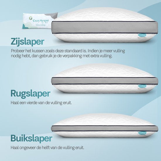 CozySense® Hoofdkussen Traagschuim - Ergonomisch Memory Foam Kussen - Tegen Nekklachten - Aanpasbaar Slaapkussen - Pillow - Zijslaper, Rug-, & Buikslaper