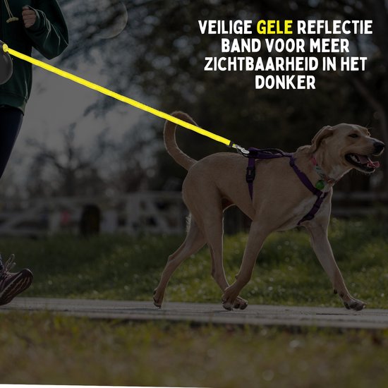 By Cee Cee Hondenriem 8 Meter - Looplijn voor Hond Tot 50KG - Zwart - Reflecterende Lijn - Stevig Robuust Materiaal - Soepele In -en Uitrol