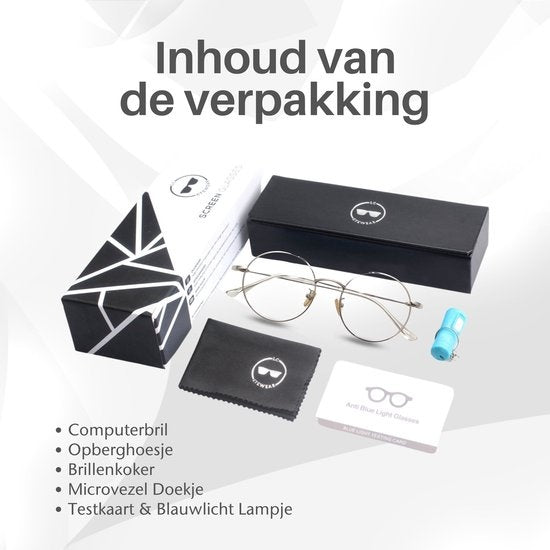 LC Eyewear Computerbril - Blauw Licht Bril - Blue Light Glasses - Beeldschermbril - Metaal - Unisex - Zilver