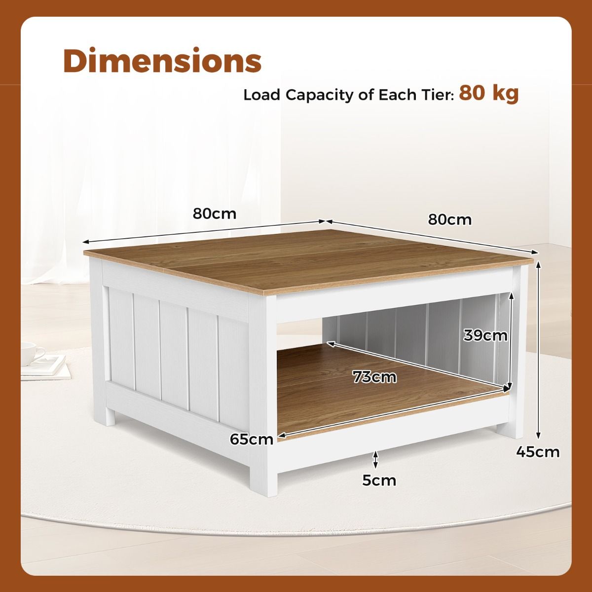 Coast Salontafel set van 2 - 2-laags - met opbergruimte - naturel & wit