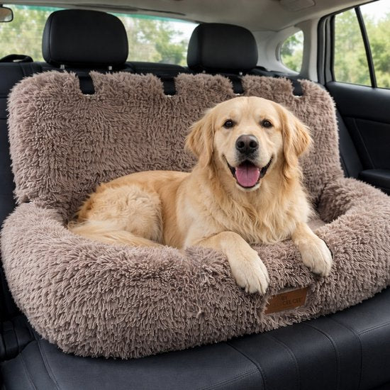 By Cee Cee Autostoel Hond Deluxe - Hondenmand Auto Met Veiligheidsriempje - Automand Hond - Hondenstoel - Autozitje - Mokka - Maat L - Otto