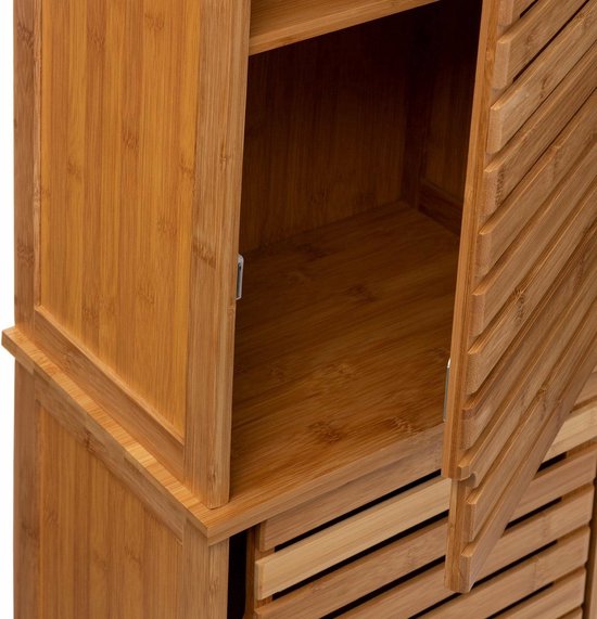 5Five Kolomkast - hoog - 34 x 24 x 170 cm - bamboe - bruin - badkamerkast - badkamer meubel