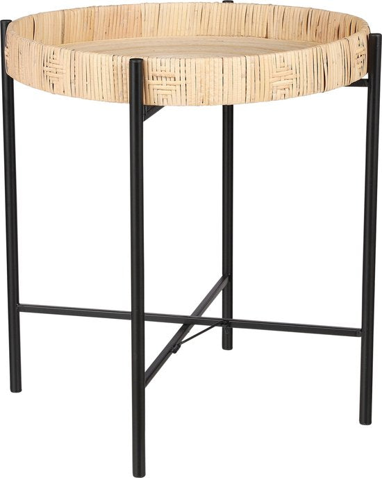 Mica Decorations Kaj Bijzettafel - H51 x Ø45 cm - Rotan - Bruin