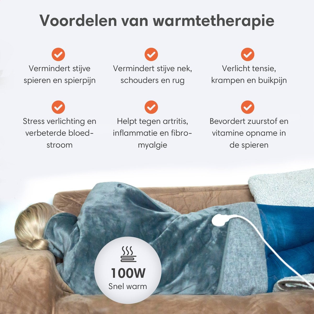 Warmtekussen - Elektrisch Kussen met 9 Warmtestanden - Elektrische Warmte Mat - Verwarmd Nek Schouder en Onderrug - 100W
