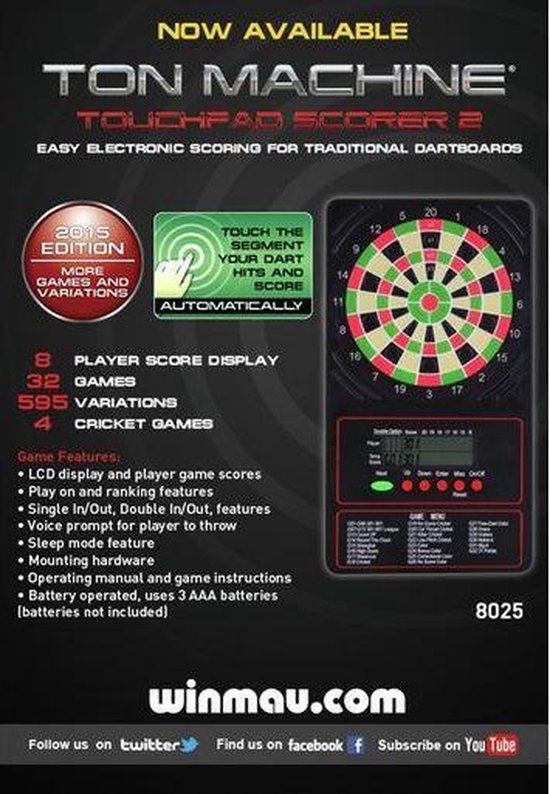 Winmau dart scorebord Ton Machine Touchpad 2