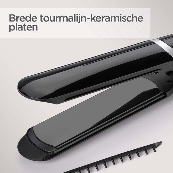 BaByliss Sleek Control Wide Stijltang ST397E - Extra brede platen - 5 temperatuurinstellingen tot 235°C - Verwijderbaar steilkammetje