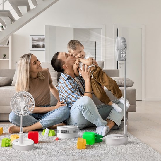 Vulpes Goods® Tech Draadloze Statiefventilator – 4-in-1 Oplaadbare Ventilator – Stil & Verstelbaar – PRO Versie