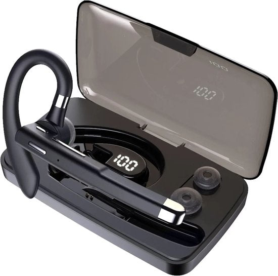 Otiume Draadloze Headset – Noise Canceling – Incl Oplaadkoffer - Bluetooth 5.0 – 100 uur - Waterproof - Bluetooth Headset – Handsfree Bellen Auto Bluetooth – Werk oordopjes - Oortjes – Draadloze Headset met Microfoon – Kantoor oortjes