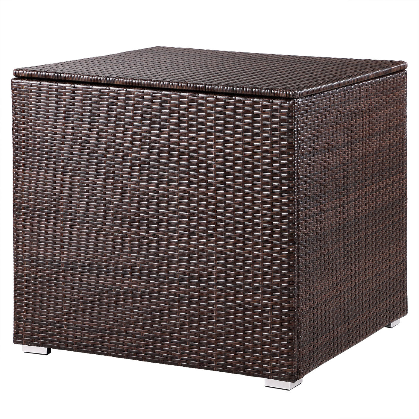 Casaria Poly Rattan Opbergdoos - bruin - 75x75x70 cm - met waterafstotende zak