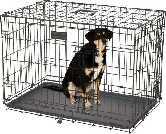 Brixy Hondenbench - Bench Voor Honden - Maat M - Opvouwbaar - 76 x 47 x 54 CM - 2 Deuren - Zwart