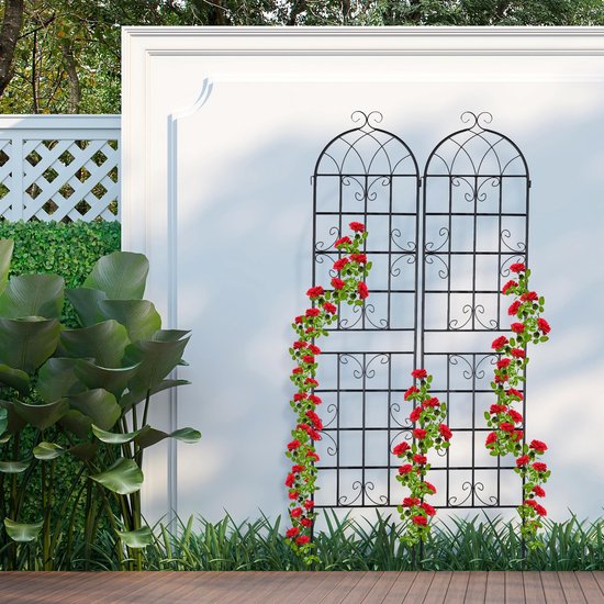 klimplantenrek - metaal - set van 2 - 220 x 50 cm - trellis - zwart