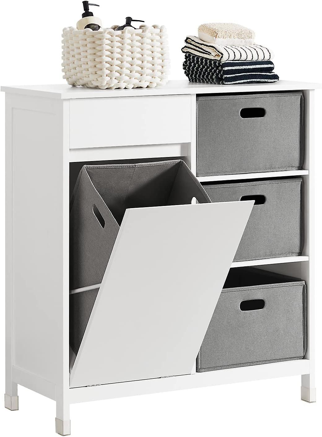 SoBuy - Badkamer Wasmandkast – Waskast - 80 x 38 x 91 cm – Wit