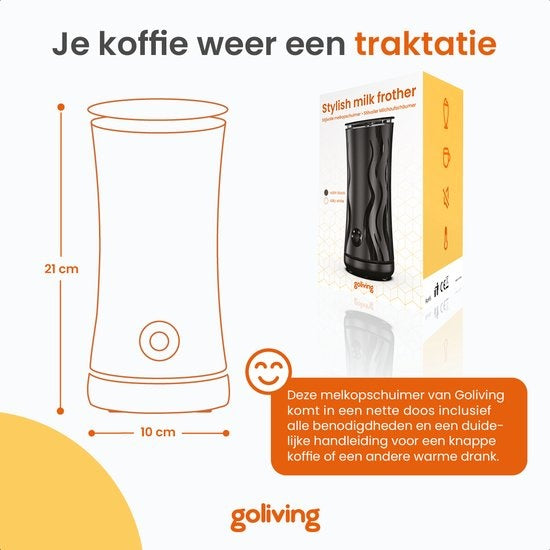 Goliving Melkopschuimer Elektrisch – 4-in-1 – Voor Opschuimen en Verwarmen – Non-stick coating – 240 ml – Zwart