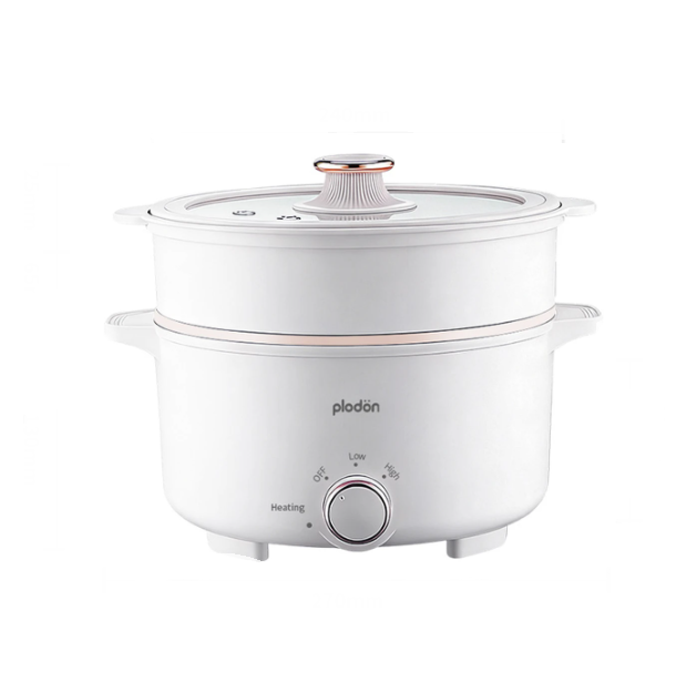 Plodon Elektrische Hotpot 2,4L - Antiaanbaklaag - 27 x 22 cm - Met Stoommandje