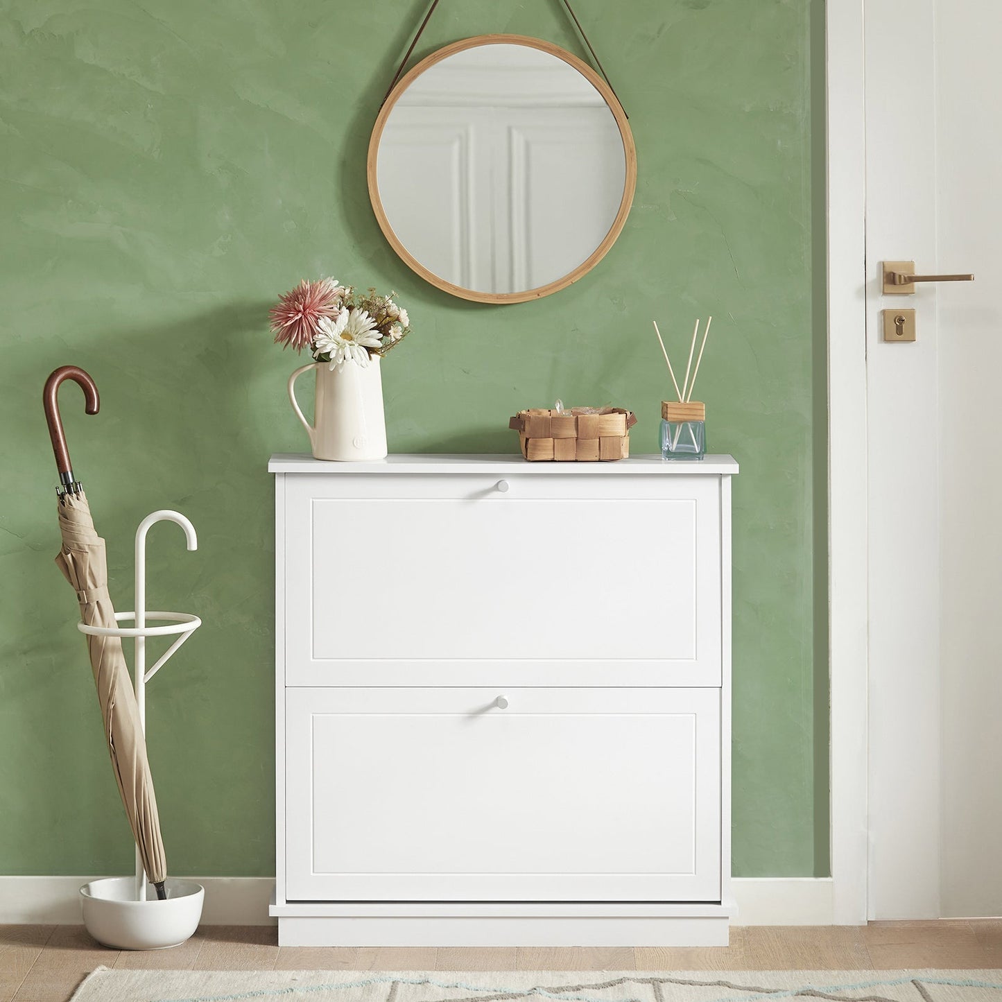 SoBuy Schoenenkast met 2 Lades - MDF - 76 x 18 x 78 cm - Wit