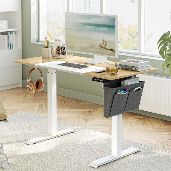Songmics Elektrisch Verstelbaar Bureau - 120 x 60 cm - Beige/Wit